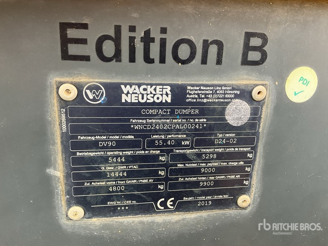 2019 Wacker Neuson DV90 9 ton 4x4 Swivel Dumper - Dúmper: foto 3 2019 Wacker Neuson DV90 9 ton 4x4 Swivel Dumper - Dúmper: foto 3