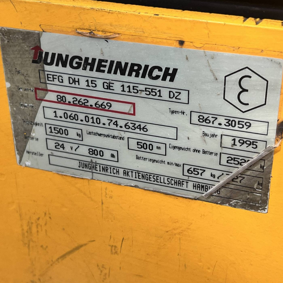 Carretilla elevadora eléctrica Jungheinrich EFG-DH15: foto 15 Carretilla elevadora eléctrica Jungheinrich EFG-DH15: foto 15
