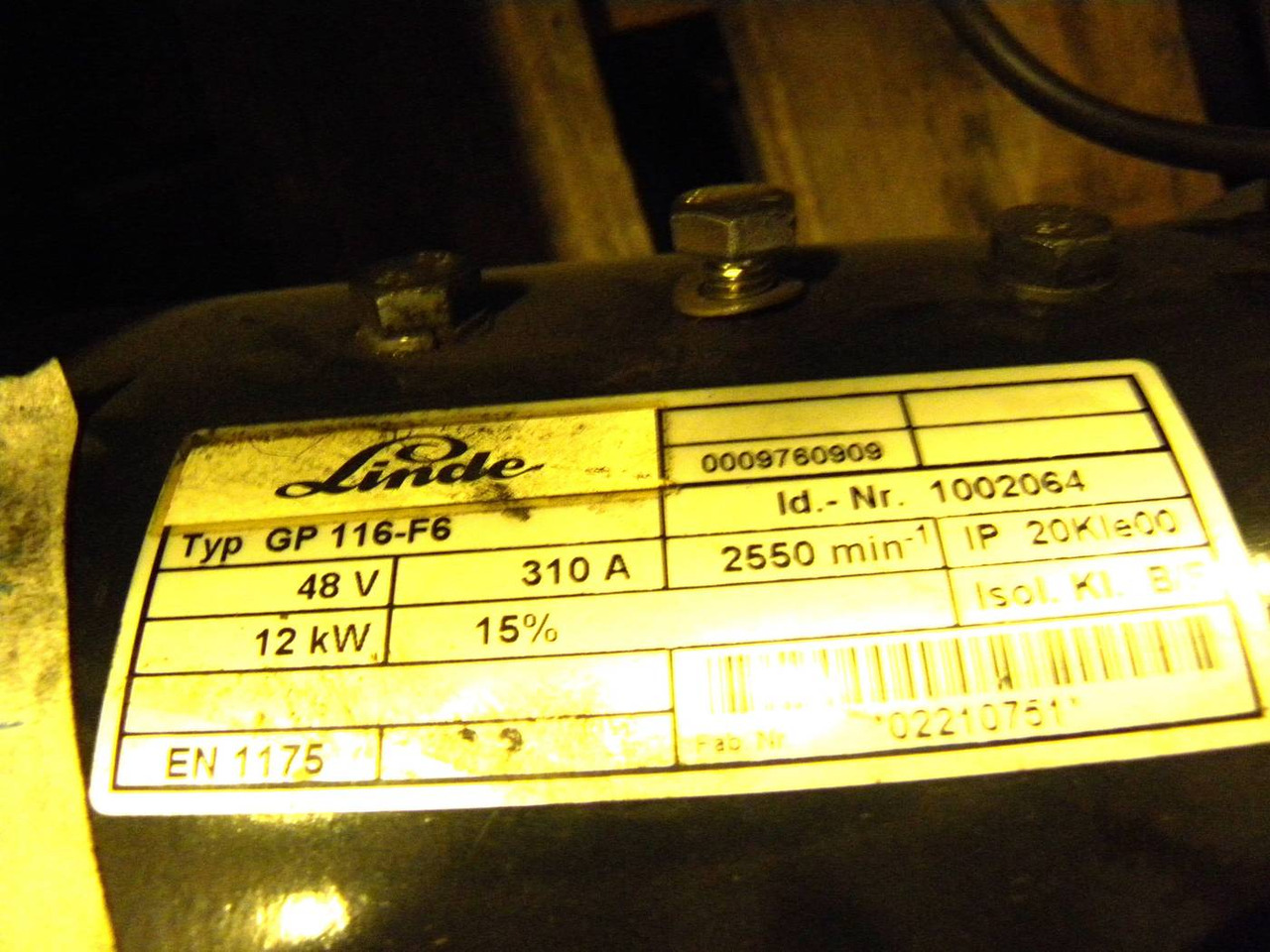 Pump motor For Linde Series 115 - Motor y piezas para Equipo de manutención: foto 2 Pump motor For Linde Series 115 - Motor y piezas para Equipo de manutención: foto 2