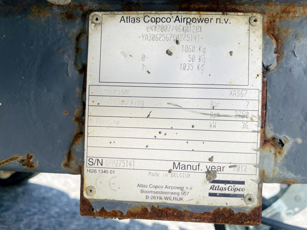 Atlas Copco XAS67 (4018) - Compresor de aire: foto 3 Atlas Copco XAS67 (4018) - Compresor de aire: foto 3