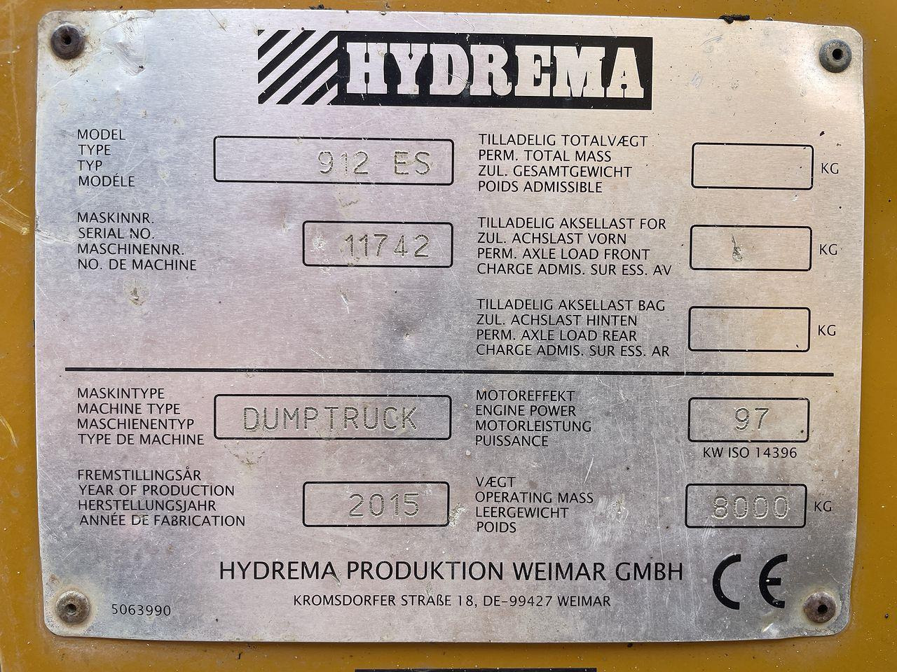 Dúmper articulado Hydrema 912ES: foto 11