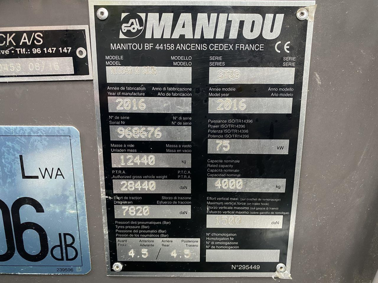 Arrendamiento de  Manitou MT1840A ST3B Manitou MT1840A ST3B: foto 10