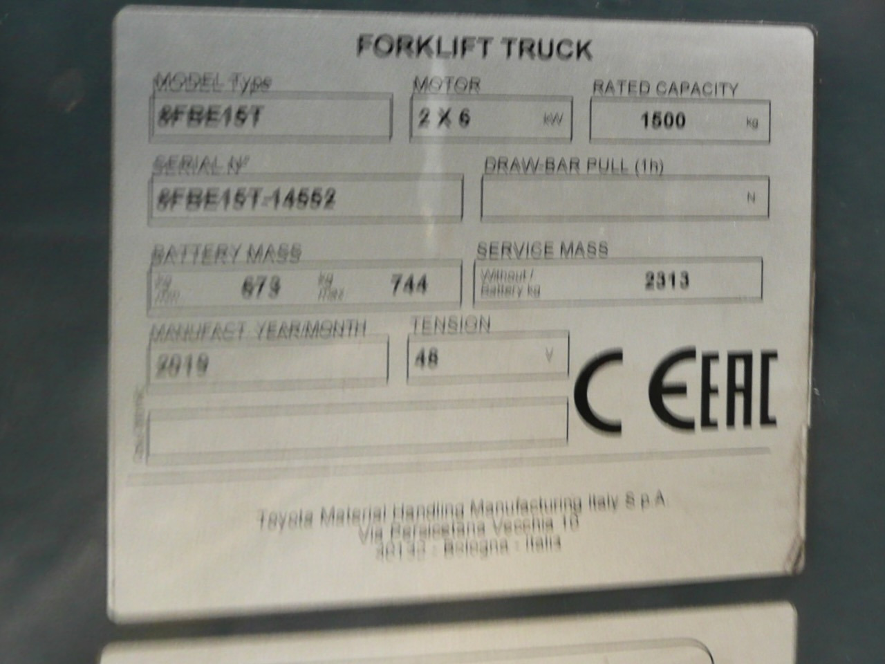 Carretilla elevadora eléctrica Toyota 8FBE15T: foto 11 Carretilla elevadora eléctrica Toyota 8FBE15T: foto 11