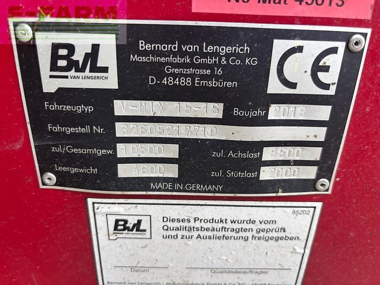 BVL - van Lengerich v - mix 15 - 1s neue schnecke - Maquinaria ganadera: foto 3 BVL - van Lengerich v - mix 15 - 1s neue schnecke - Maquinaria ganadera: foto 3
