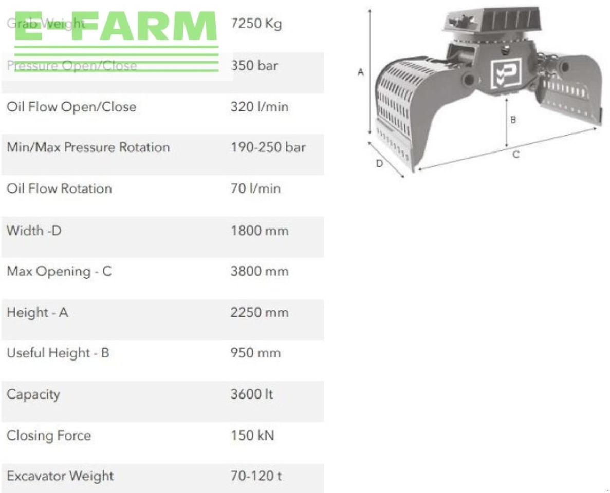 Hg70.120 - Pinza de manipulación para Maquinaria de construcción: foto 2 Hg70.120 - Pinza de manipulación para Maquinaria de construcción: foto 2