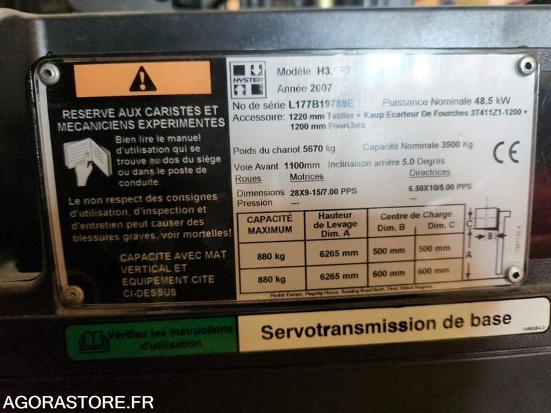 CHARIOT ELEVATEUR DIESEL 3T5 HYSTER H3.5FT - 2007 - 1033 heures - Carretilla elevadora diésel: foto 2 CHARIOT ELEVATEUR DIESEL 3T5 HYSTER H3.5FT - 2007 - 1033 heures - Carretilla elevadora diésel: foto 2