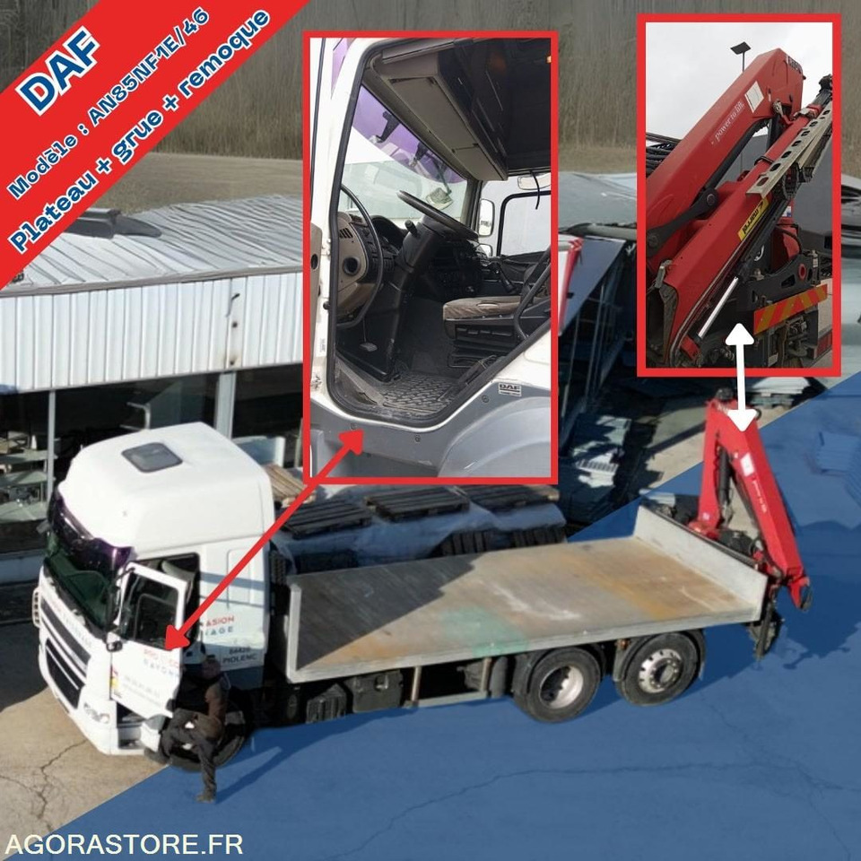 Camion DAF plateau avec grue HMF + Remorque Lecitrail – Prêt à travailler ! - Camión: foto 2 Camion DAF plateau avec grue HMF + Remorque Lecitrail – Prêt à travailler ! - Camión: foto 2