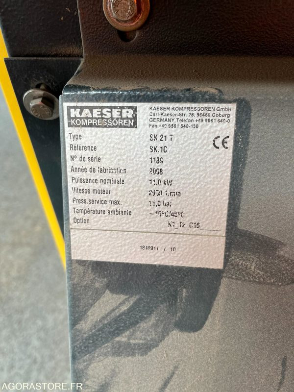 Compresseur KAESER SIGMA SK21T 2008 - 36 000h + assécheur ACT-EVO 110 2020 - Compresor de aire: foto 5 Compresseur KAESER SIGMA SK21T 2008 - 36 000h + assécheur ACT-EVO 110 2020 - Compresor de aire: foto 5