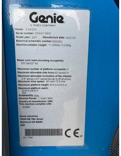 Plataforma articulada Genie Z34/22N elektro 12m (1438): foto 10