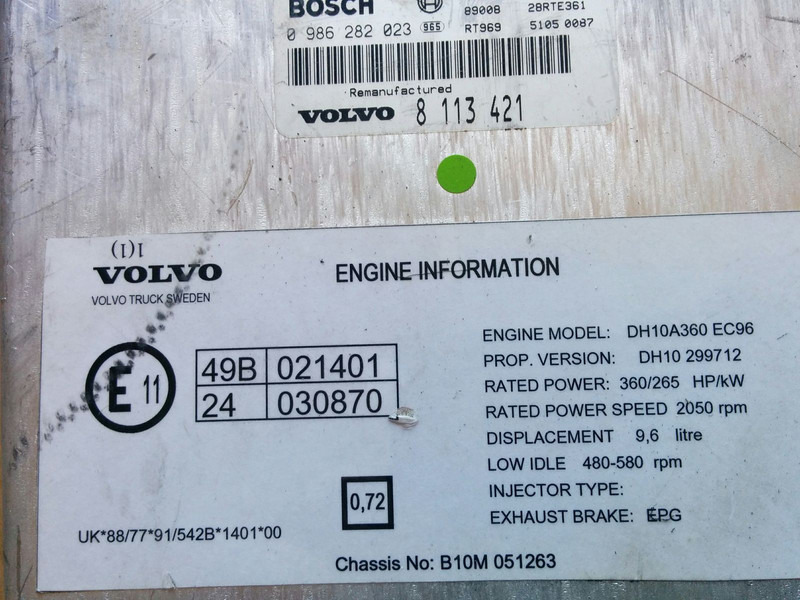 Volvo Bosh 0986282023 . /1209/ - Unidad de control: foto 1 Volvo Bosh 0986282023 . /1209/ - Unidad de control: foto 1