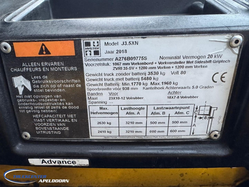 Carretilla elevadora eléctrica Hyster J3.5XN Sideshift, Vorkverstelling: foto 9