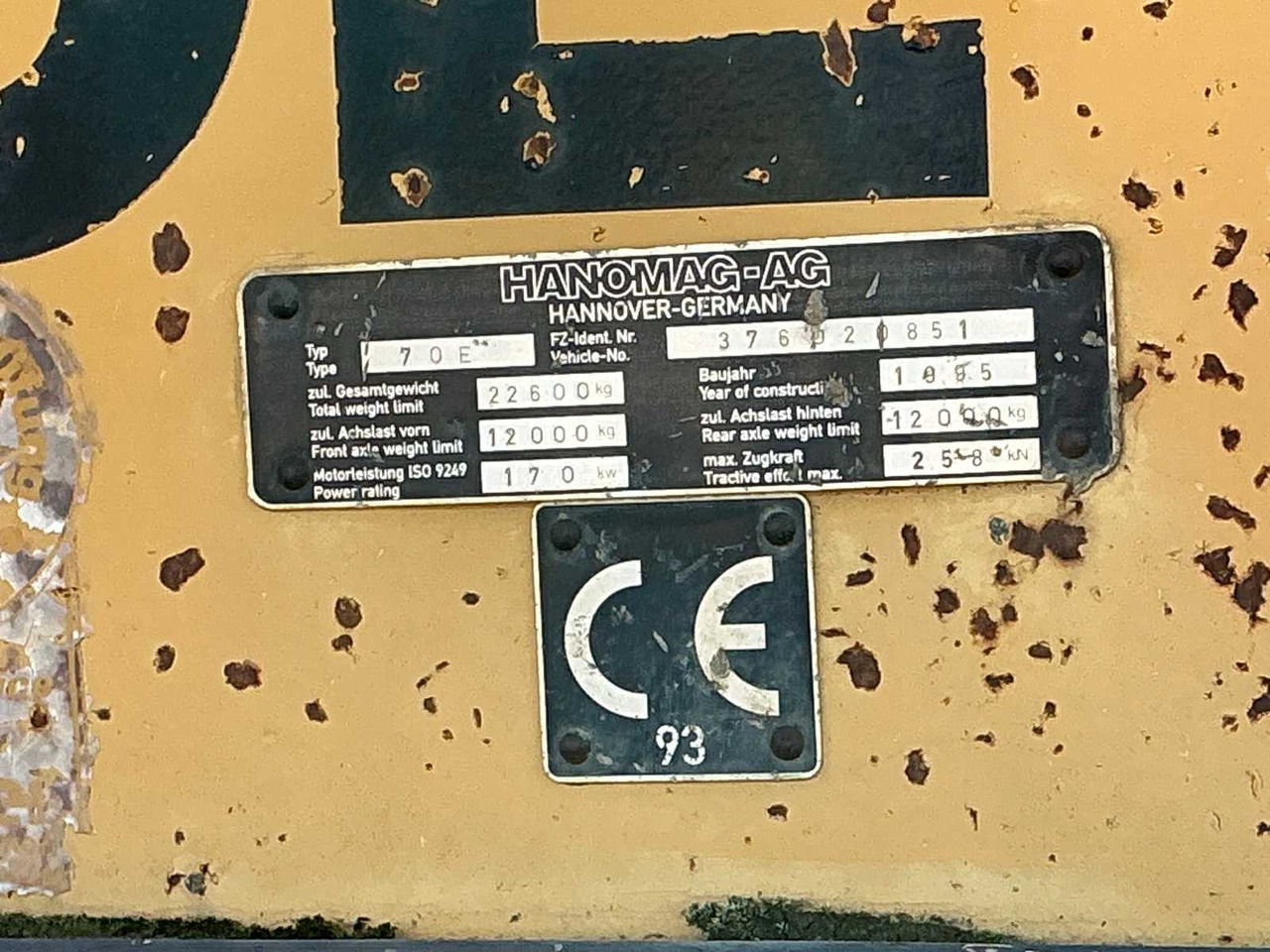 Cargadora de ruedas HANOMAG - 70 E - SHOVEL - 1995: foto 21