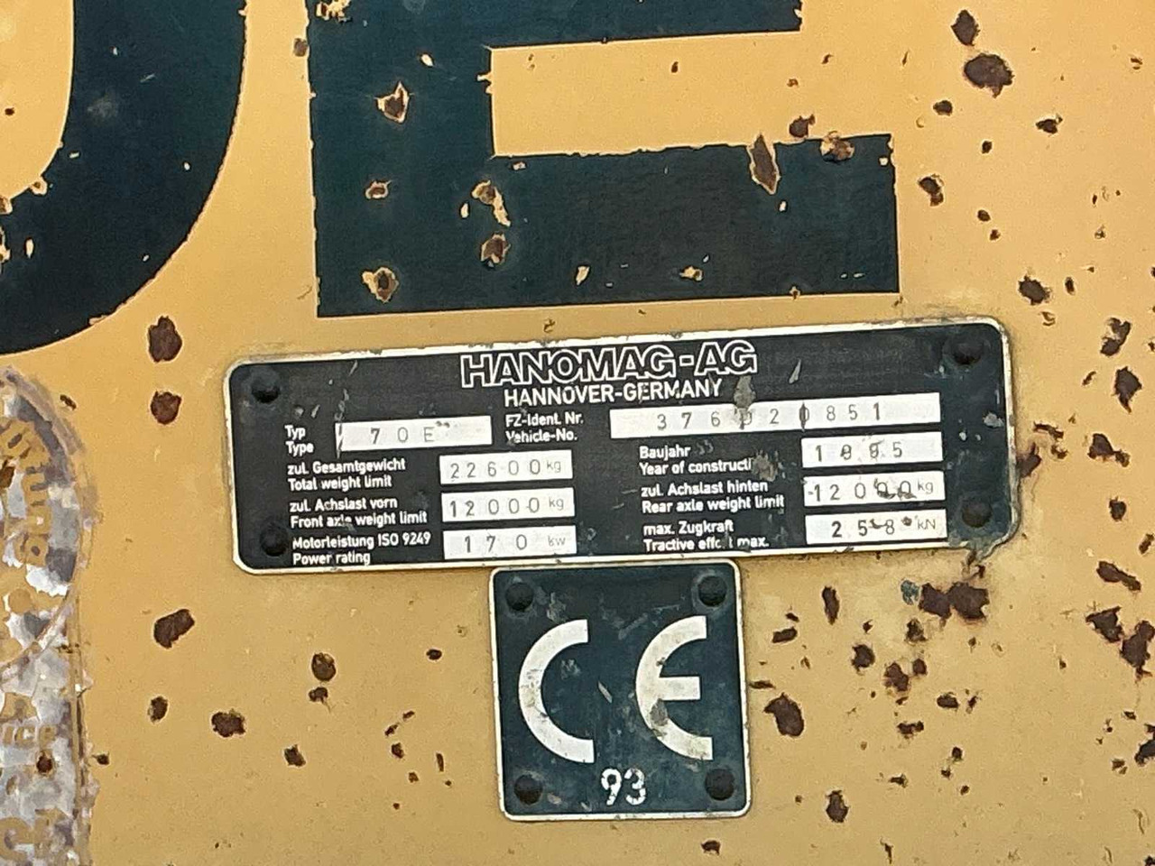 Cargadora de ruedas HANOMAG - 70 E - SHOVEL - 1995: foto 20