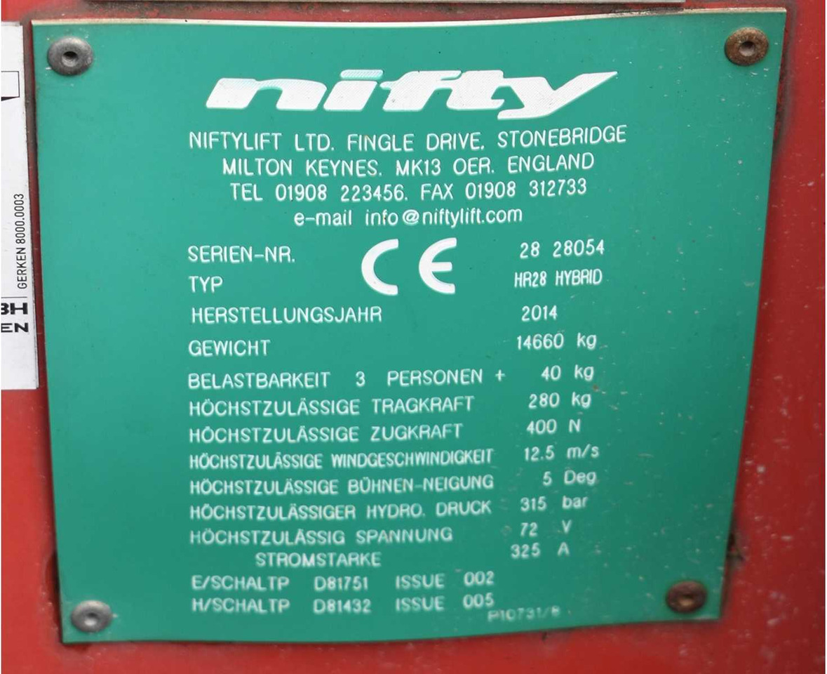 Plataforma elevadora Nifty Lift HR28 Hybrid: foto 11 Plataforma elevadora Nifty Lift HR28 Hybrid: foto 11