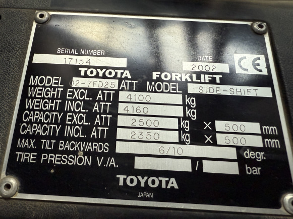 Chariot élévateur frontal électrique TOYOTA 02-7FD25 - Carretilla elevadora eléctrica: foto 3 Chariot élévateur frontal électrique TOYOTA 02-7FD25 - Carretilla elevadora eléctrica: foto 3