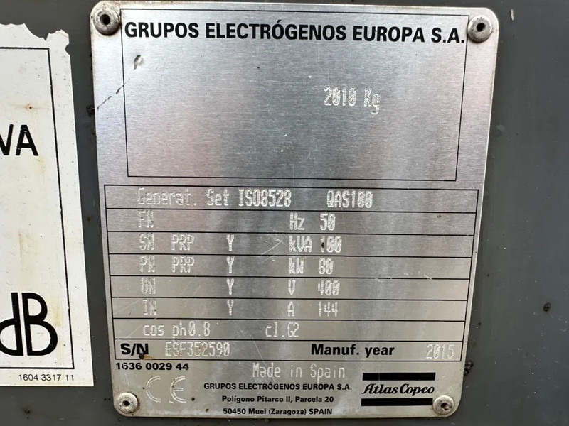 Atlas-Copco QAS 100 Perkins Leroy Somer 100 kVA Silent Rental generatorset - Generador industriale: foto 4 Atlas-Copco QAS 100 Perkins Leroy Somer 100 kVA Silent Rental generatorset - Generador industriale: foto 4