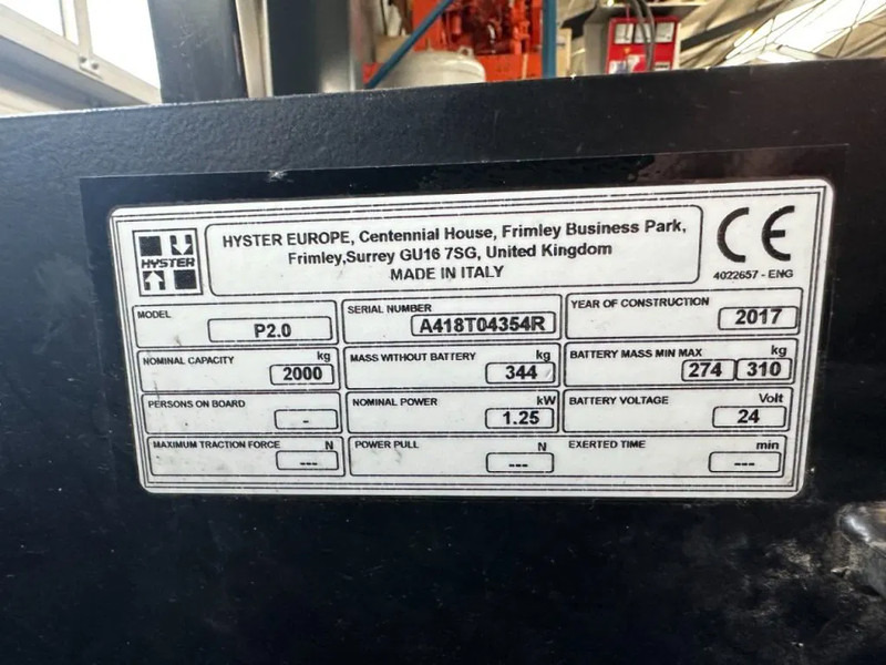 Hyster P2.0 Palletwagen 2 ton Elektra Pallettruck - Transpaleta: foto 4 Hyster P2.0 Palletwagen 2 ton Elektra Pallettruck - Transpaleta: foto 4