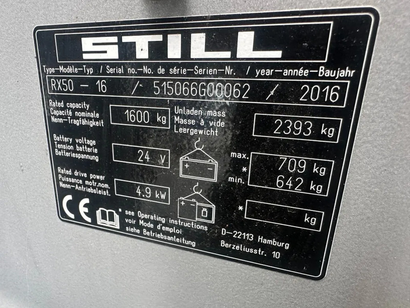 Carretilla elevadora eléctrica Still RX50-15 1.5 ton Triplex Freelift Sideshift Elektra Heftruck accu 2023 !: foto 8 Carretilla elevadora eléctrica Still RX50-15 1.5 ton Triplex Freelift Sideshift Elektra Heftruck accu 2023 !: foto 8