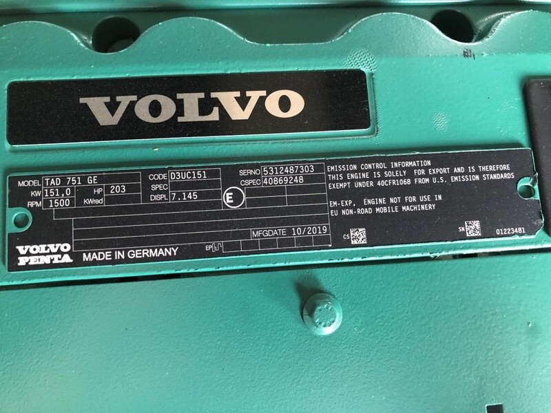 Volvo Stage 3A 167 kVA Supersilent generatorset - Generador industriale: foto 4 Volvo Stage 3A 167 kVA Supersilent generatorset - Generador industriale: foto 4