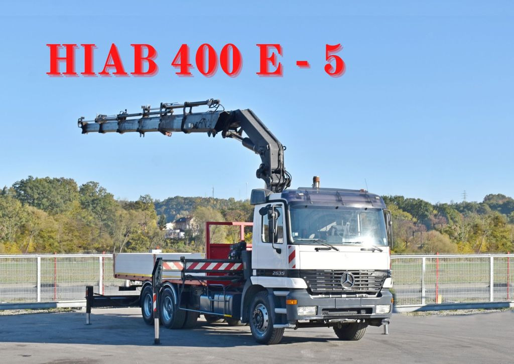 Mercedes-Benz ACTROS 2635 Pritsche 6,40m + HIAB 400 E-5 + FUNK Mercedes-Benz ACTROS 2635 Pritsche 6,40m + HIAB 400 E-5 + FUNK - Camión grúa: foto 1 Mercedes-Benz ACTROS 2635 Pritsche 6,40m + HIAB 400 E-5 + FUNK Mercedes-Benz ACTROS 2635 Pritsche 6,40m + HIAB 400 E-5 + FUNK - Camión grúa: foto 1