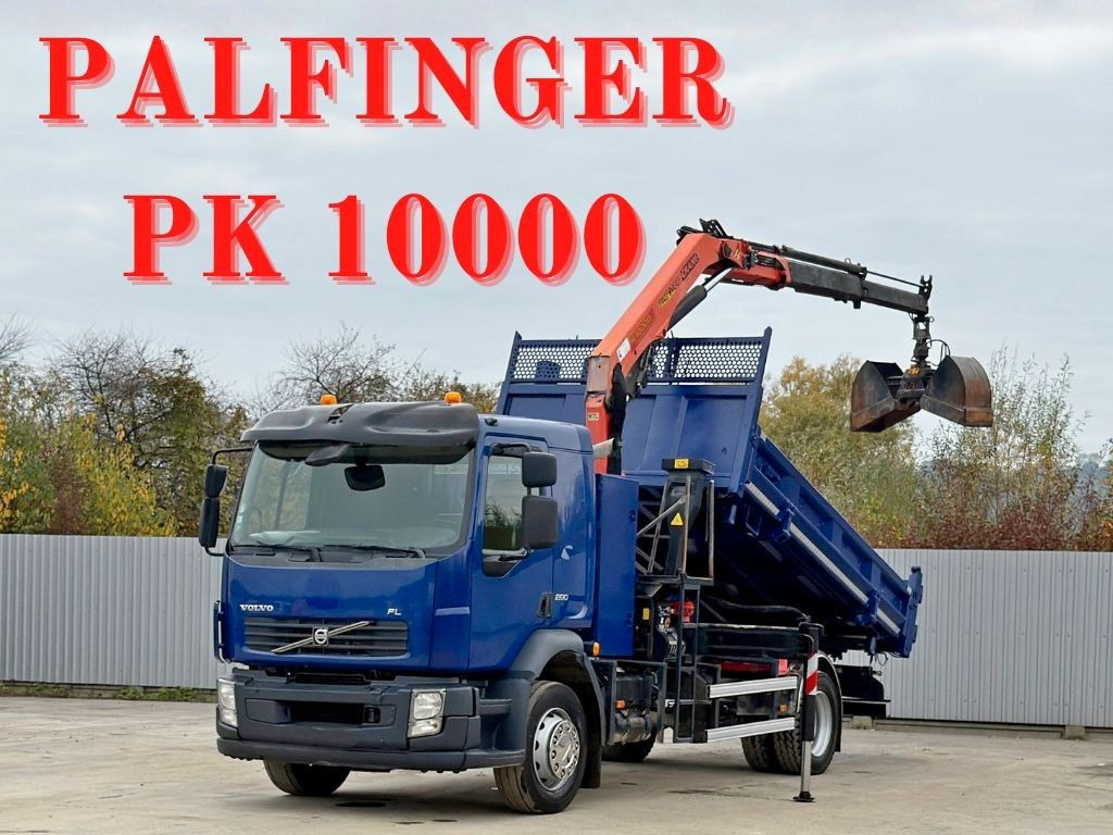 Volvo FL280 KIPPER 4,35m * PALFINGER PK 10000 + FUNK - Camión volquete, Camión grúa: foto 1 Volvo FL280 KIPPER 4,35m * PALFINGER PK 10000 + FUNK - Camión volquete, Camión grúa: foto 1