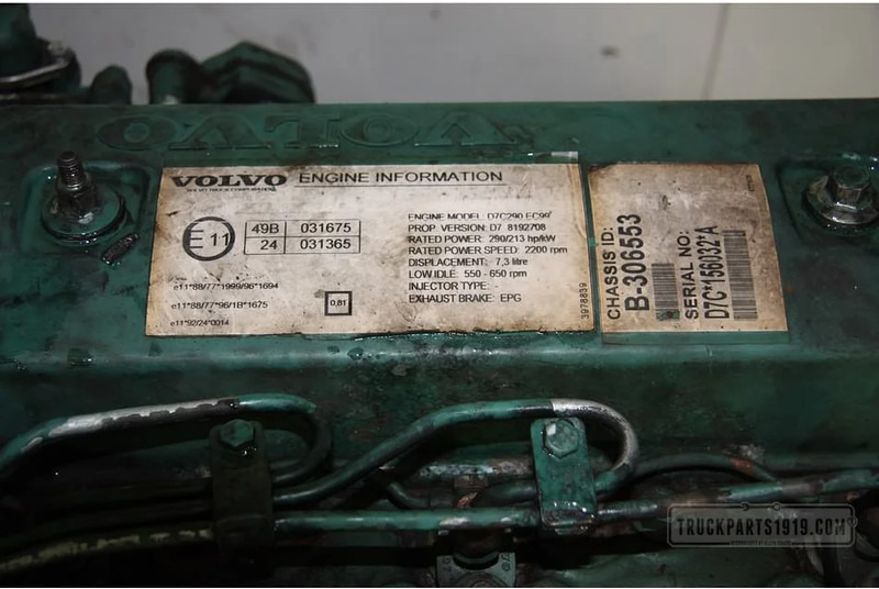 Volvo Engines & Parts Motor D7C 290 EC99 Euro 3 - Motor para Camión: foto 4 Volvo Engines & Parts Motor D7C 290 EC99 Euro 3 - Motor para Camión: foto 4