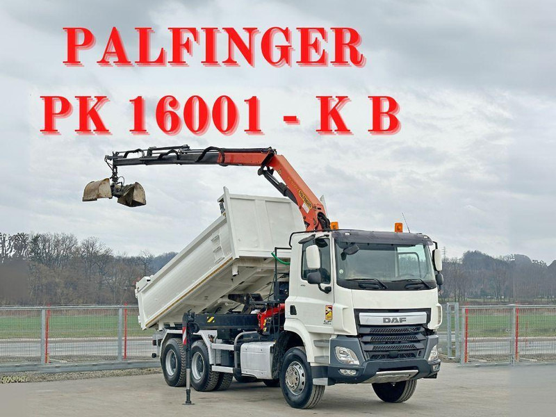 DAF CF 410 * Kipper 4,90 m + PK 16001 - K B * 6x4 - Camión volquete, Camión grúa: foto 1 DAF CF 410 * Kipper 4,90 m + PK 16001 - K B * 6x4 - Camión volquete, Camión grúa: foto 1