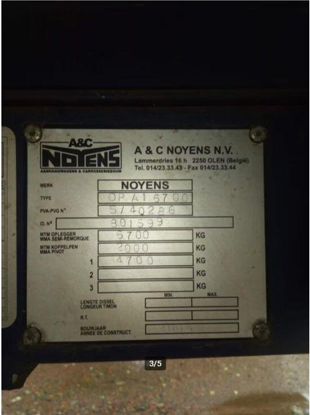 Noyens Platós félpótkocsi - Semirremolque plataforma/ Caja abierta: foto 5 Noyens Platós félpótkocsi - Semirremolque plataforma/ Caja abierta: foto 5