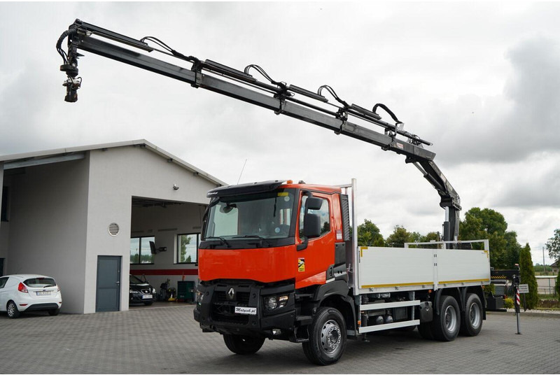 Renault K 380 / 6X4 / SKRZYNIOWY 6.2 M / + HDS HIAB 166 ES-4 / MAX UDŹWI - Camión caja abierta, Camión grúa: foto 1 Renault K 380 / 6X4 / SKRZYNIOWY 6.2 M / + HDS HIAB 166 ES-4 / MAX UDŹWI - Camión caja abierta, Camión grúa: foto 1