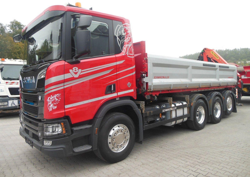Scania R 580 8X4 + PALFINGER PK 19.001 crane - Camión volquete, Camión grúa: foto 1 Scania R 580 8X4 + PALFINGER PK 19.001 crane - Camión volquete, Camión grúa: foto 1