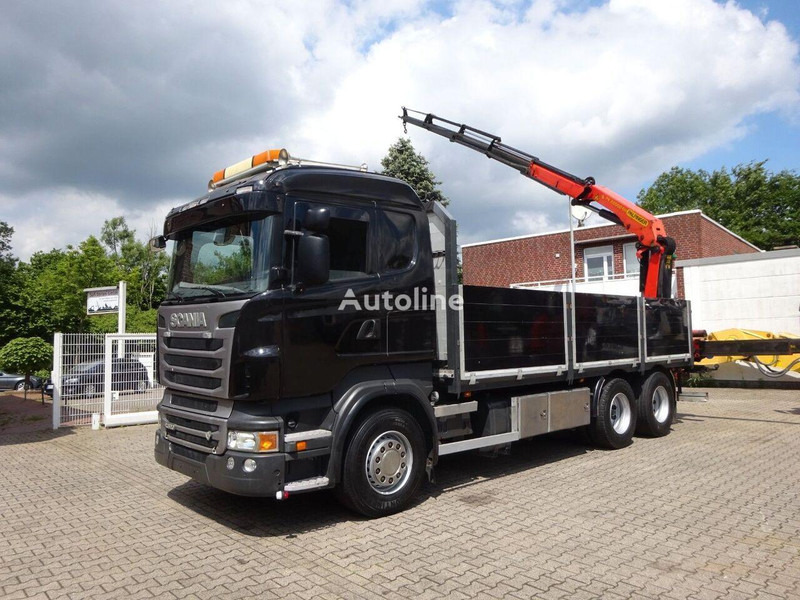 Scania R620 V8 - Flatbed+crane - Camión caja abierta, Camión grúa: foto 1 Scania R620 V8 - Flatbed+crane - Camión caja abierta, Camión grúa: foto 1