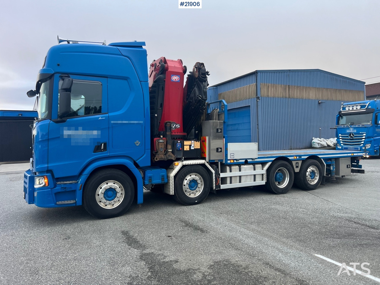Scania R580 8x2 kranbil m/ 95t/m hmf kran, jibb , vinsj og konar planslep - Camión grúa: foto 1 Scania R580 8x2 kranbil m/ 95t/m hmf kran, jibb , vinsj og konar planslep - Camión grúa: foto 1