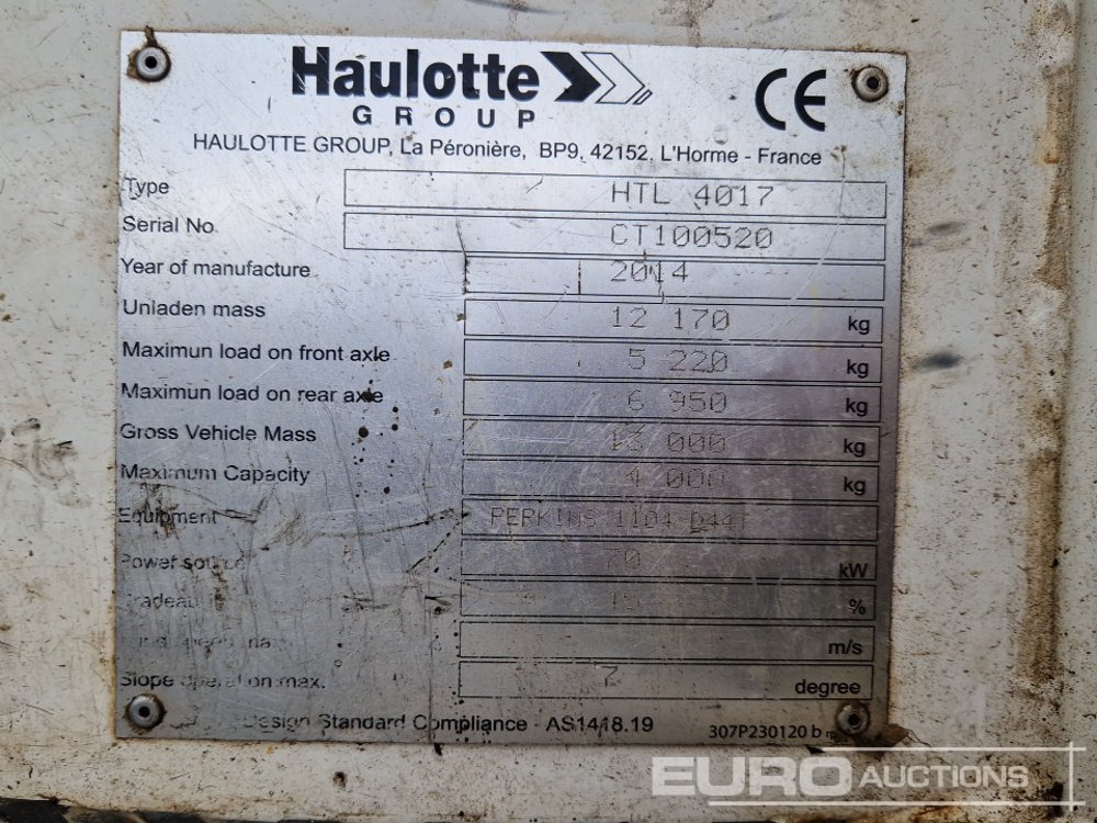 2014 Haulotte HTL4017 - Manipulador telescópico: foto 2 2014 Haulotte HTL4017 - Manipulador telescópico: foto 2