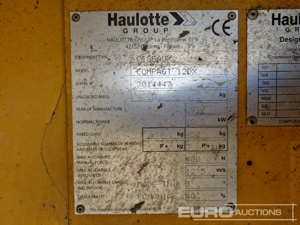 Plataforma de tijeras 2017 Haulotte Compact 12DX: foto 27 Plataforma de tijeras 2017 Haulotte Compact 12DX: foto 27