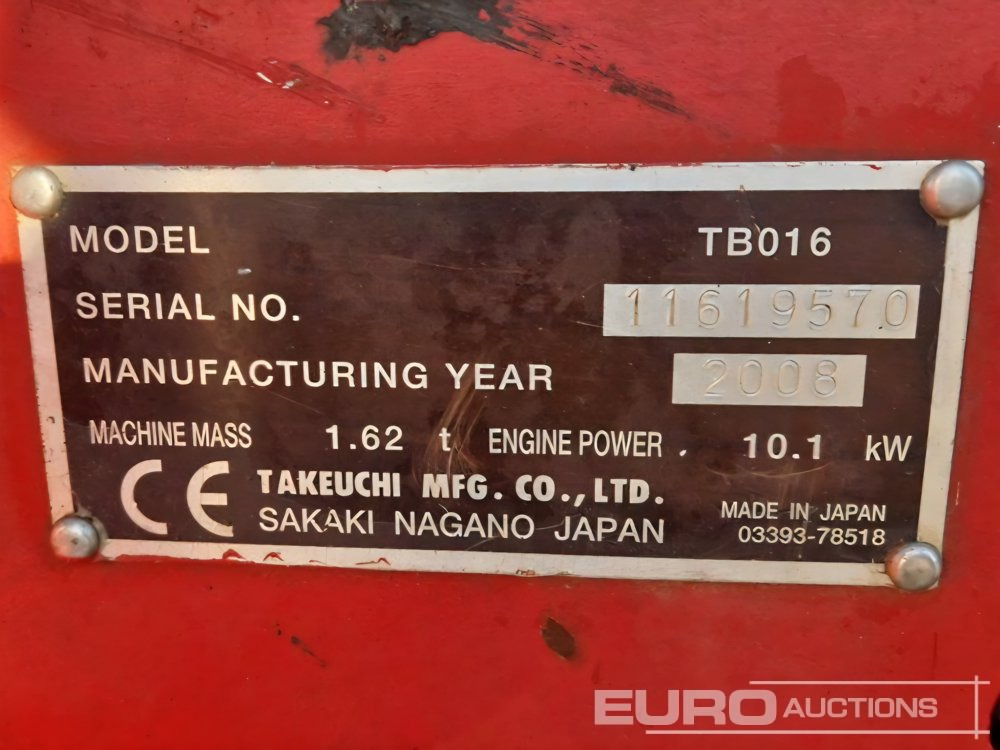 Takeuchi TB016 - Miniexcavadora: foto 1 Takeuchi TB016 - Miniexcavadora: foto 1