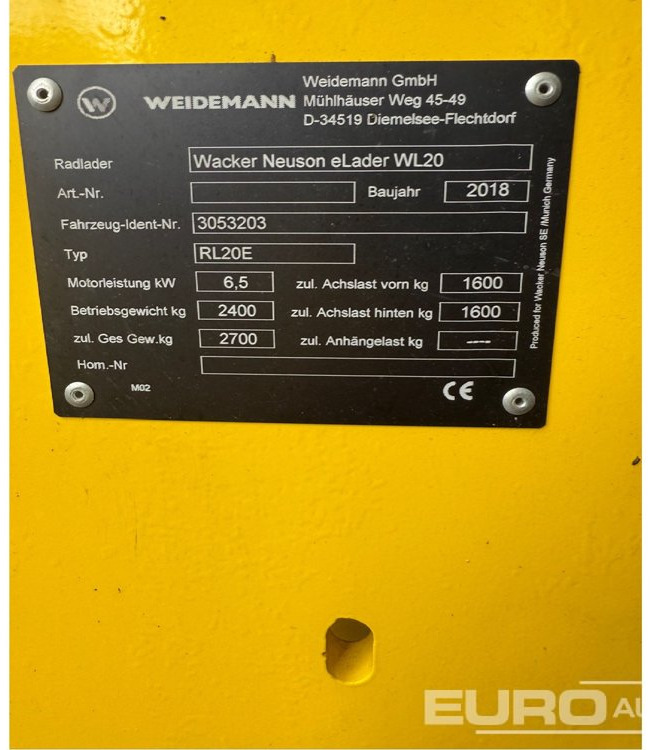 Unused Wacker Neuson WL20E - Cargadora de ruedas: foto 2 Unused Wacker Neuson WL20E - Cargadora de ruedas: foto 2