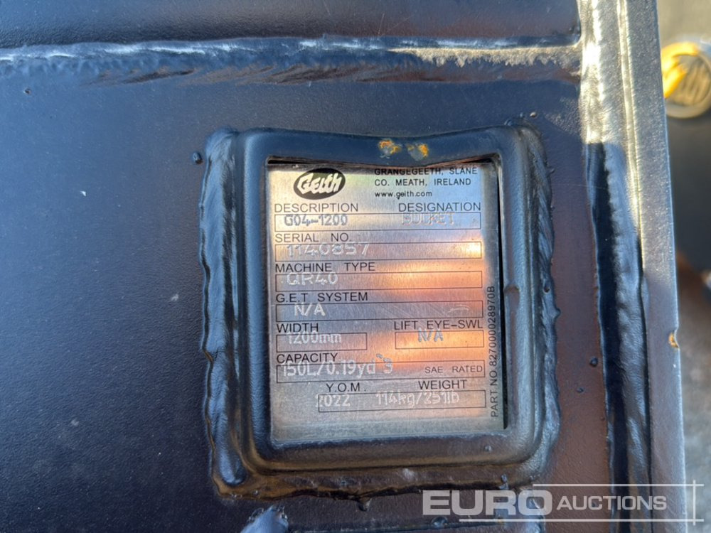 Geith Bucket G04-1200 to Suit QR40 (S/Ns 1140857, 1140859) (2 of) - Cazo: foto 5 Geith Bucket G04-1200 to Suit QR40 (S/Ns 1140857, 1140859) (2 of) - Cazo: foto 5