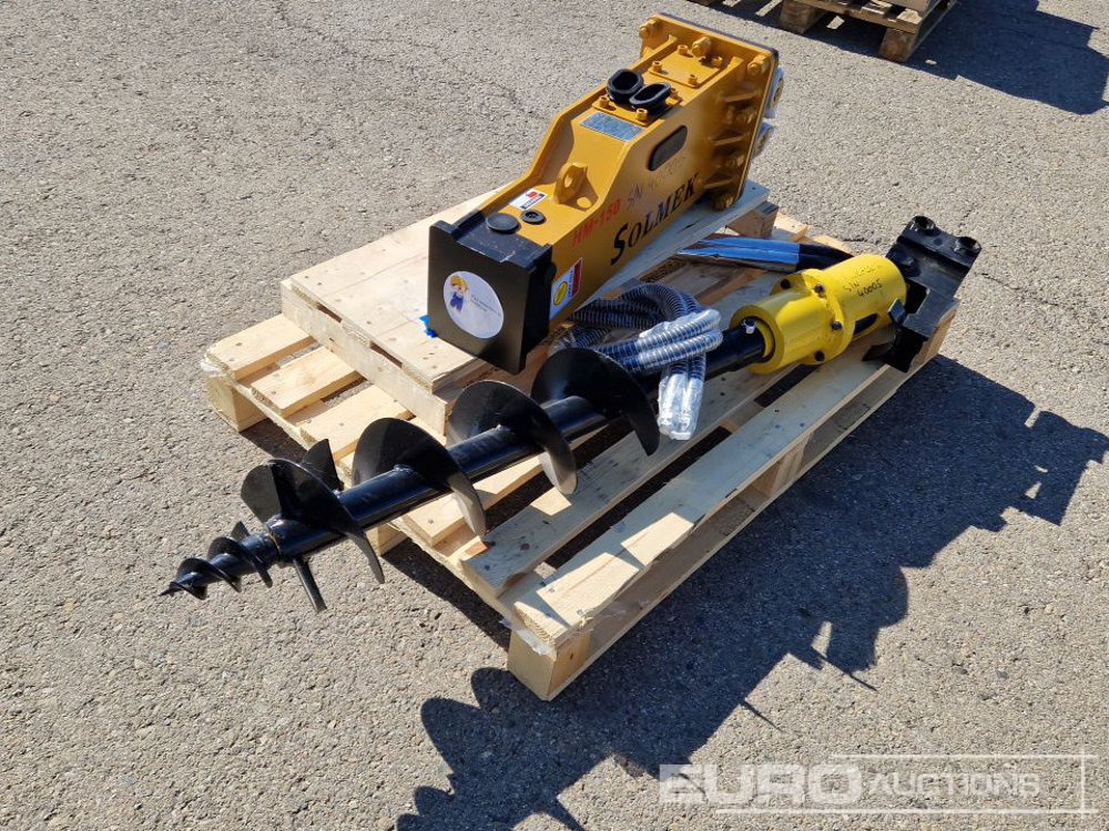 Unused Set of Hydraulic Breaker Solmek HM 150, Auger to suit 1.5 - 4.5 Ton Excavator to suit JPC Excavator / Conjunto Martillo Solmek HM-150 y Ahollador para Excavarota de 1,5 - 4,5 Ton para Excavador - Cazo: foto 1 Unused Set of Hydraulic Breaker Solmek HM 150, Auger to suit 1.5 - 4.5 Ton Excavator to suit JPC Excavator / Conjunto Martillo Solmek HM-150 y Ahollador para Excavarota de 1,5 - 4,5 Ton para Excavador - Cazo: foto 1