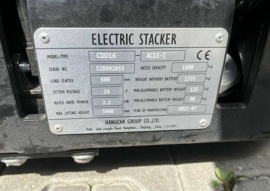 HC (Hangcha) CDD16 - Apilador: foto 4 HC (Hangcha) CDD16 - Apilador: foto 4