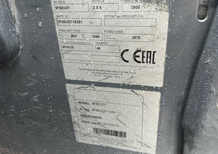 Toyota 8FBE20T - Carretilla elevadora eléctrica: foto 4 Toyota 8FBE20T - Carretilla elevadora eléctrica: foto 4