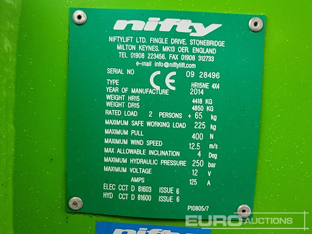 Plataforma elevadora 2014 Niftylift HR15NE: foto 39 Plataforma elevadora 2014 Niftylift HR15NE: foto 39