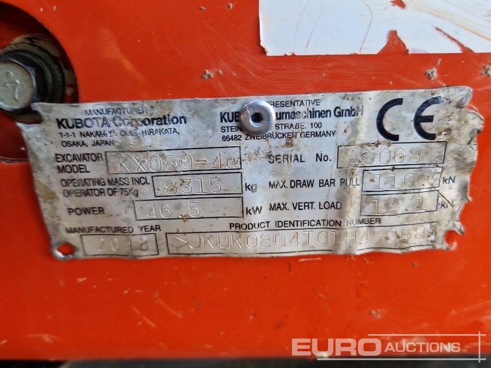 Miniexcavadora 2018 Kubota KX080-4A: foto 49
