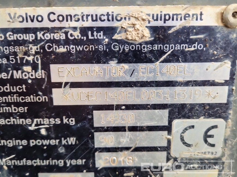 Excavadora de cadenas 2018 Volvo EC140EL: foto 46