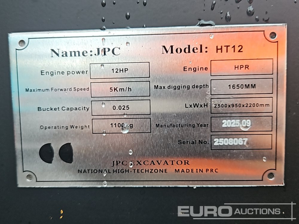 Unused 2025 JPC HT12 - Miniexcavadora: foto 1 Unused 2025 JPC HT12 - Miniexcavadora: foto 1