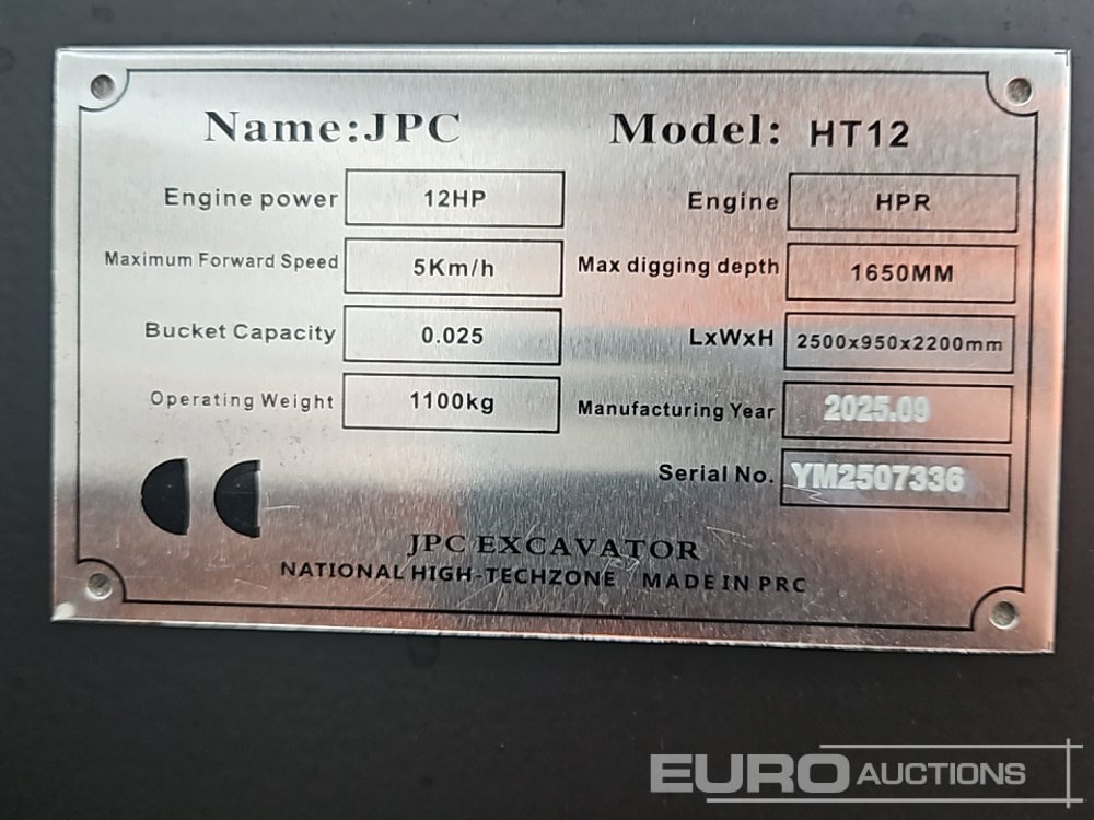 Unused 2025 JPC HT12 - Miniexcavadora: foto 1 Unused 2025 JPC HT12 - Miniexcavadora: foto 1
