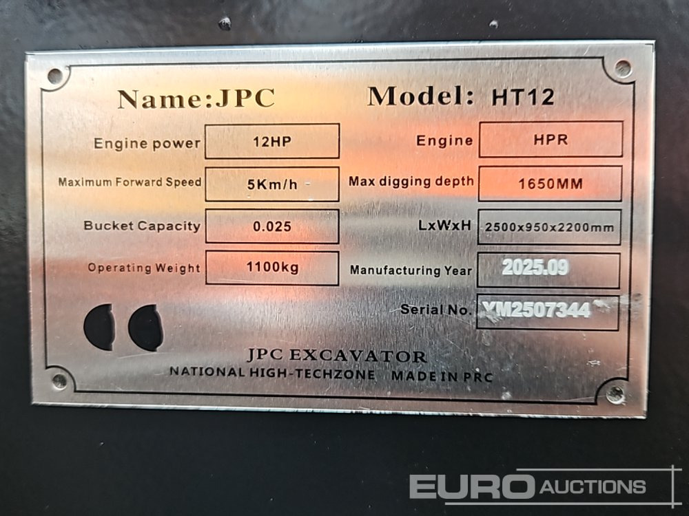 Unused 2025 JPC HT12 - Miniexcavadora: foto 1 Unused 2025 JPC HT12 - Miniexcavadora: foto 1
