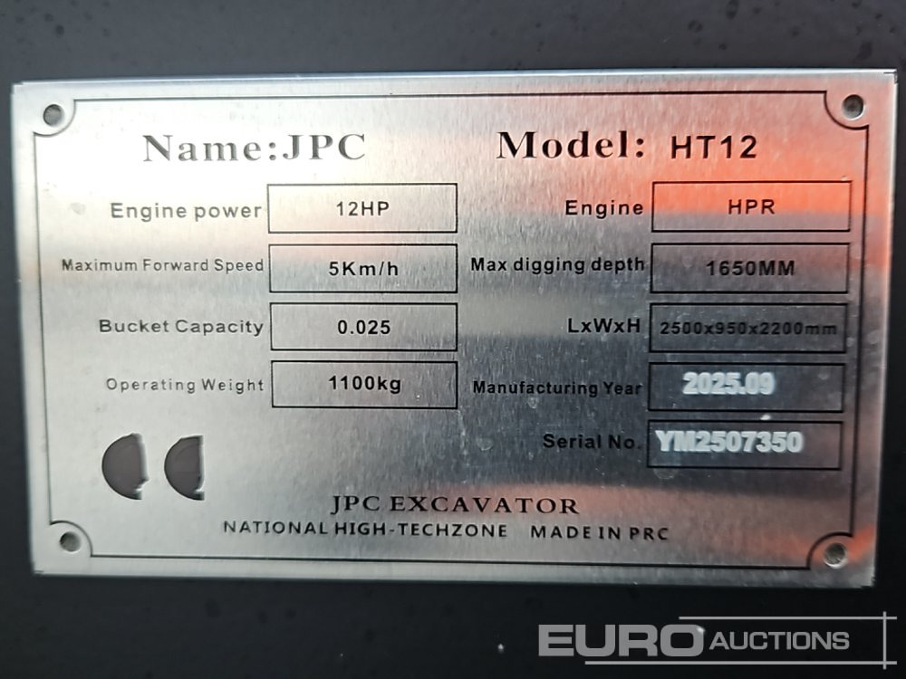 Unused 2025 JPC HT12 - Miniexcavadora: foto 1 Unused 2025 JPC HT12 - Miniexcavadora: foto 1