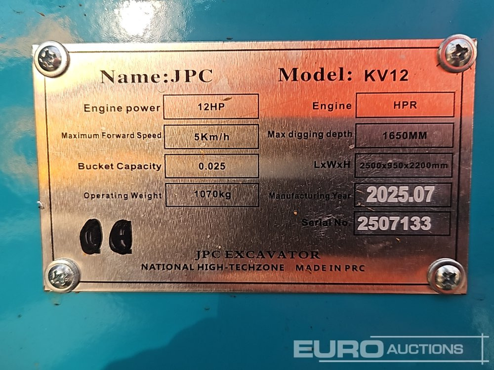 Miniexcavadora Unused 2025 JPC KV12: foto 34 Miniexcavadora Unused 2025 JPC KV12: foto 34