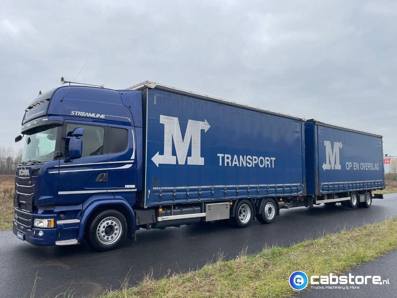 Scania R450 LB6X2MLB Euro 6 - Bouwjaar 2016 - Topline - Doorlaad-volume combi+ Wecon Middenas aanhangwagen - Good condition - Camión lona: foto 2 Scania R450 LB6X2MLB Euro 6 - Bouwjaar 2016 - Topline - Doorlaad-volume combi+ Wecon Middenas aanhangwagen - Good condition - Camión lona: foto 2