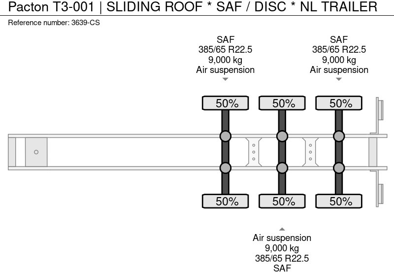 Semirremolque lona Pacton T3-001 | SLIDING ROOF * SAF / DISC * NL TRAILER: foto 17